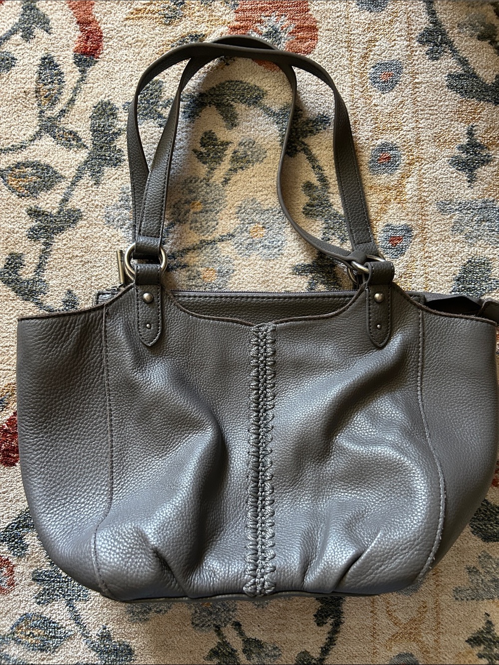 The Sak Gray Leather Shoulder Bag